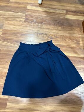 Potter's Pot Navy A-Line Skirt with Waist Tie